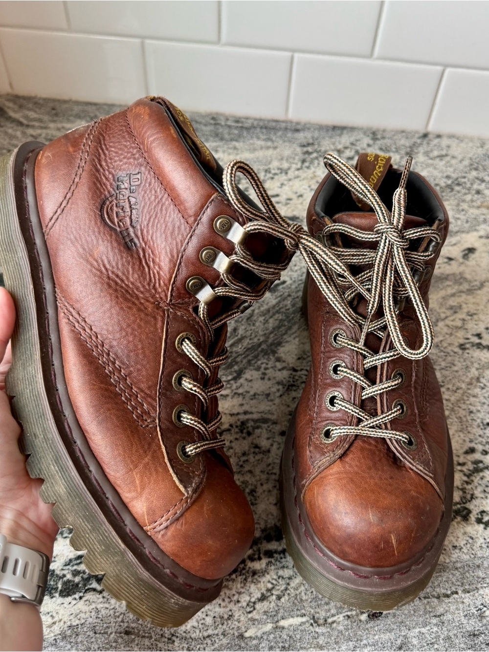 Vintage Dr. Martens 8287 Chunky Platform Monkey Boots Grizzly Brown L 9 VGUC